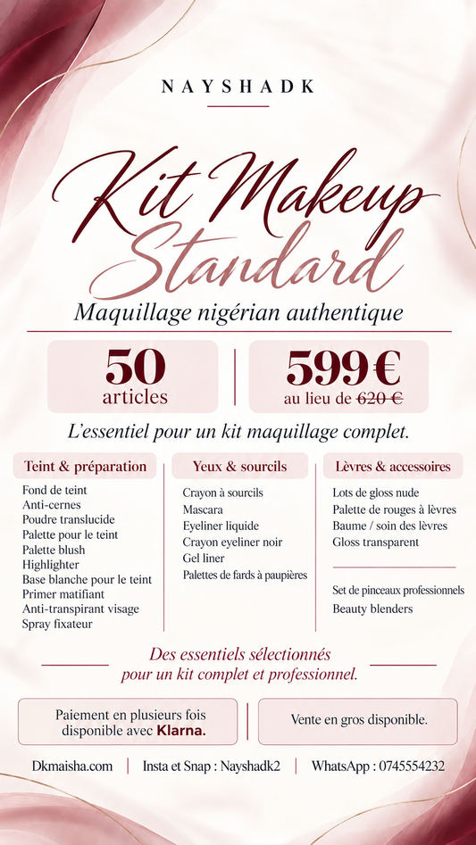 NayshaDk – Kit Makeup Standard | Maquillage nigérian authentique – 50 articles