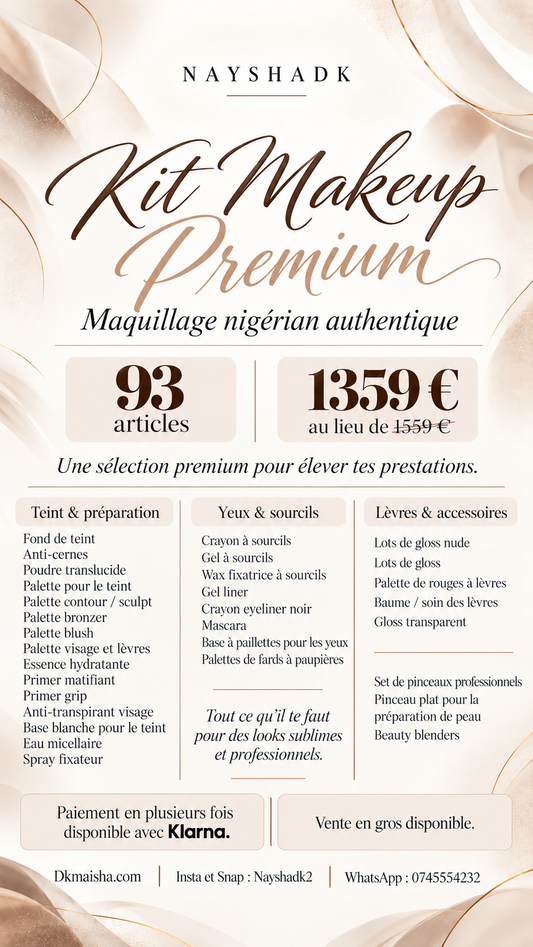 NayshaDk – Kit Makeup Premium | Maquillage nigérian authentique – 93 articles