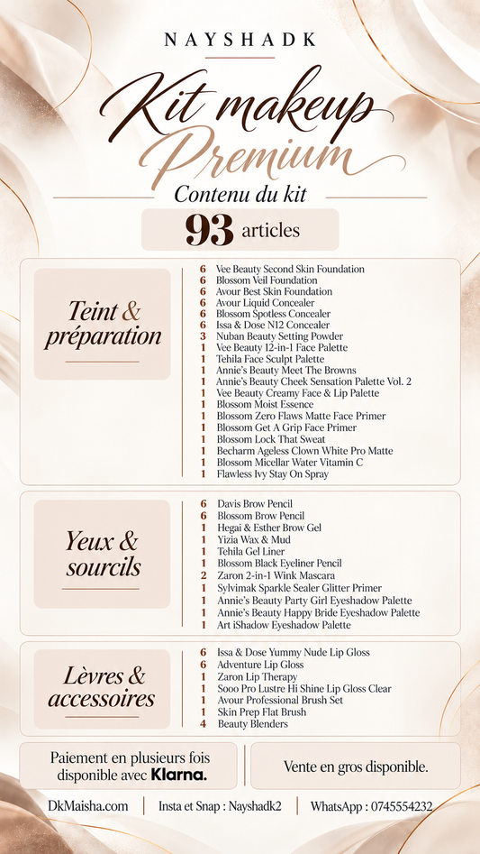 NayshaDk – Kit Makeup Premium | Maquillage nigérian authentique – 93 articles